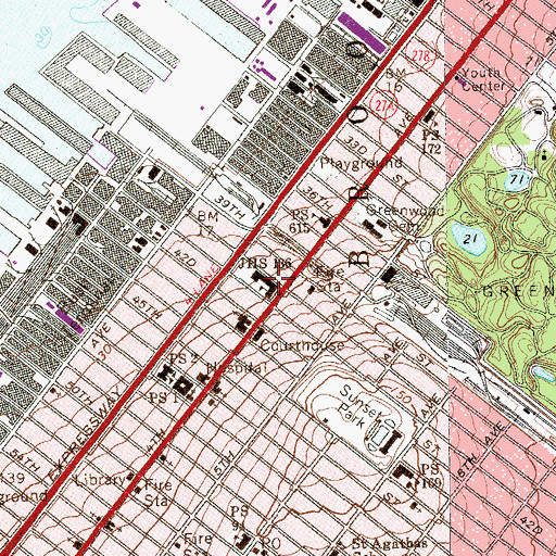 Topographic Map of Middle School 136, NY