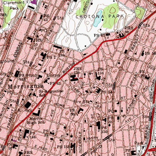 Topographic Map of Junior High School 136, NY