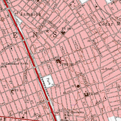 Topographic Map of Junior High School 142, NY
