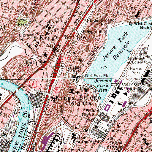 Topographic Map of Middle School 143 (historical), NY