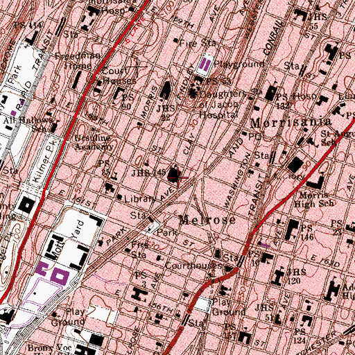 Topographic Map of Junior High School 145, NY