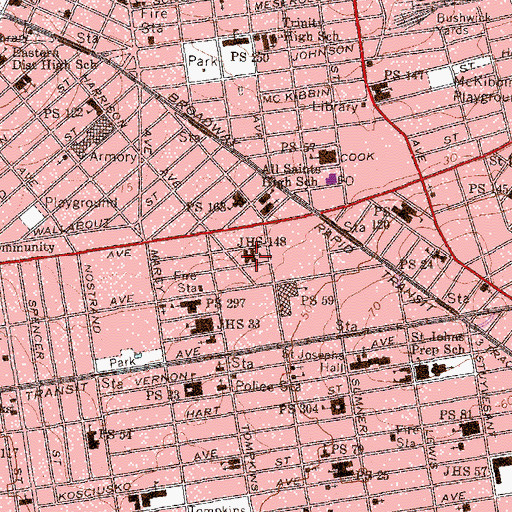 Topographic Map of Junior High School 148 (historical), NY