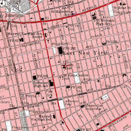 Topographic Map of Junior High School 149, NY