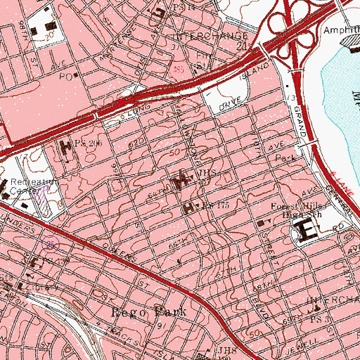 Topographic Map of Junior High School 157, NY