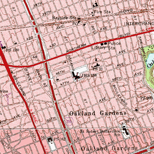 Topographic Map of Middle School 158, NY