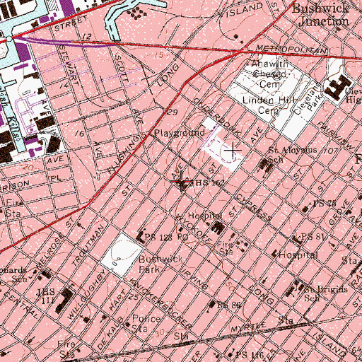 Topographic Map of Intermediate School 162, NY