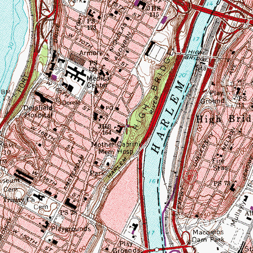 Topographic Map of Intermediate School 164 (historical), NY