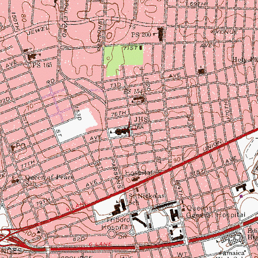 Topographic Map of Junior High School 168 Parsons School (historical), NY