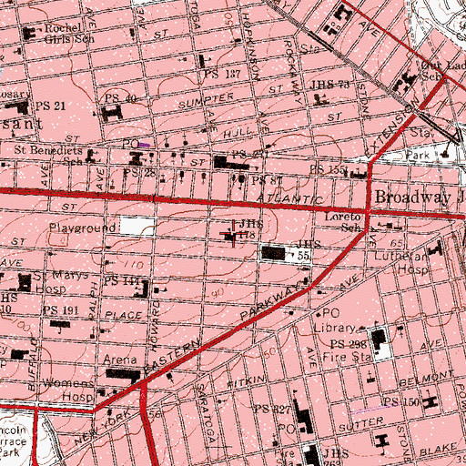 Topographic Map of Junior High School 178, NY