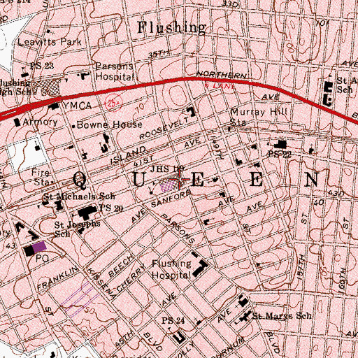 Topographic Map of Junior High School 189, NY
