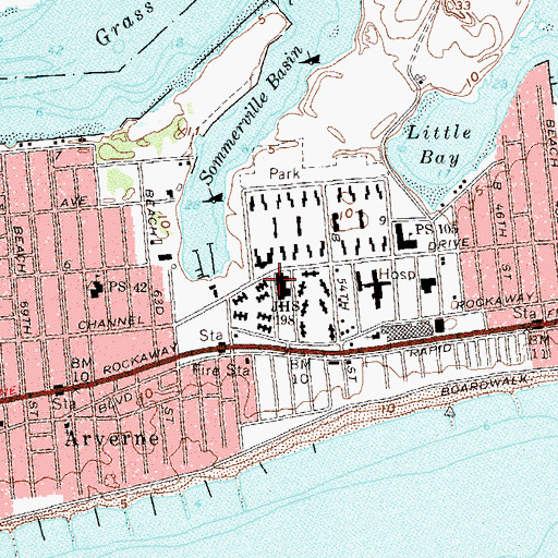 Topographic Map of Middle School 198, NY
