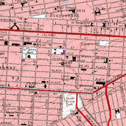 Topographic Map of Junior High School 210, NY