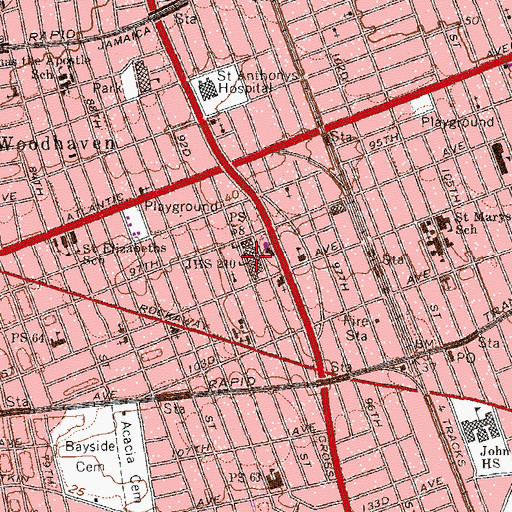 Topographic Map of Middle School 210, NY