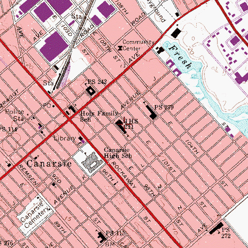 Topographic Map of Intermediate School 211, NY