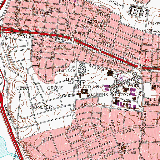 Topographic Map of Junior High School 218, NY