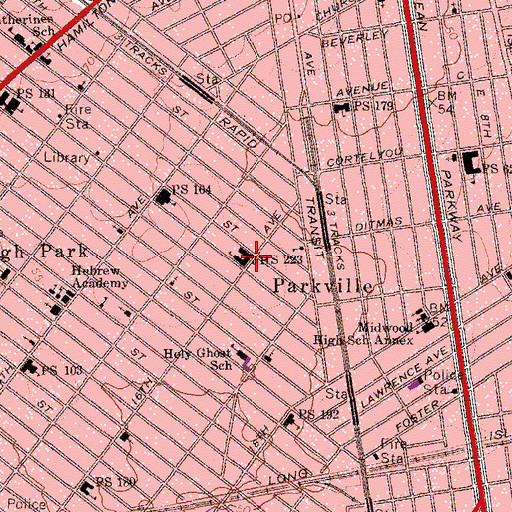 Topographic Map of Intermediate School 223, NY