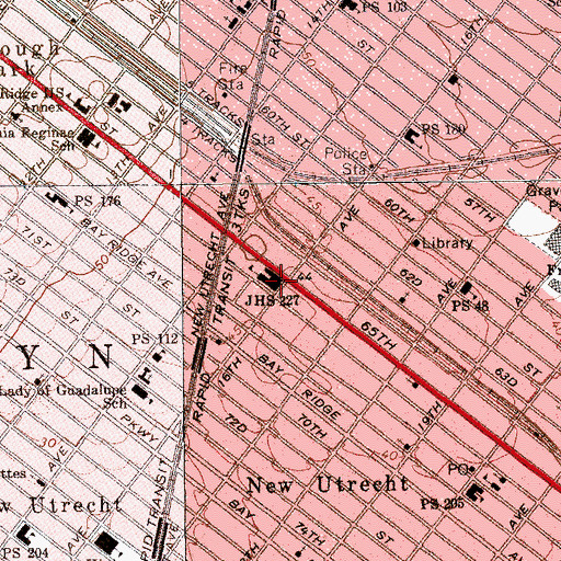 Topographic Map of Intermediate School 227, NY