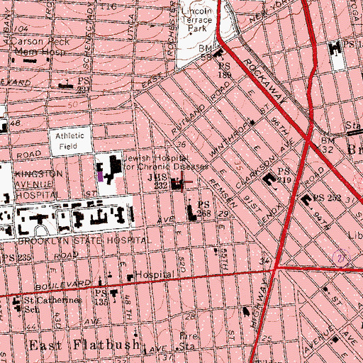 Topographic Map of Intermediate School 232, NY