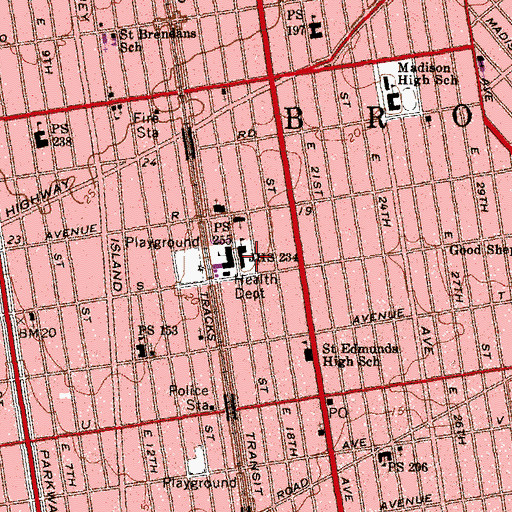 Topographic Map of Intermediate School 234, NY
