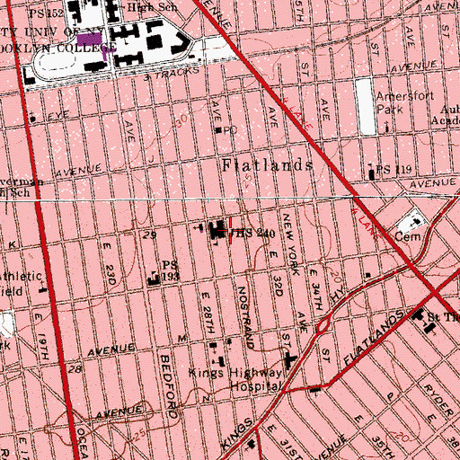 Topographic Map of Intermediate School 240, NY