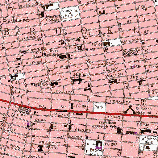 Topographic Map of Junior High School 258 (historical), NY