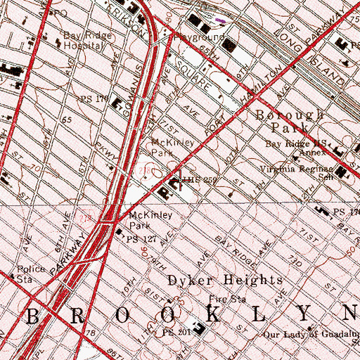 Topographic Map of Intermediate School 259, NY