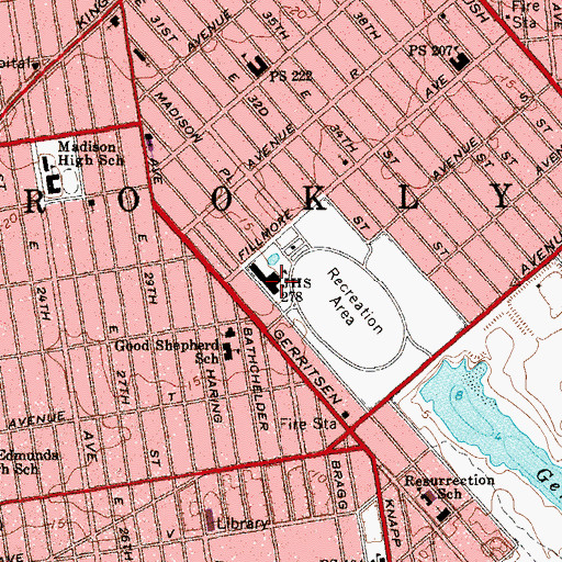 Topographic Map of Intermediate School 278, NY