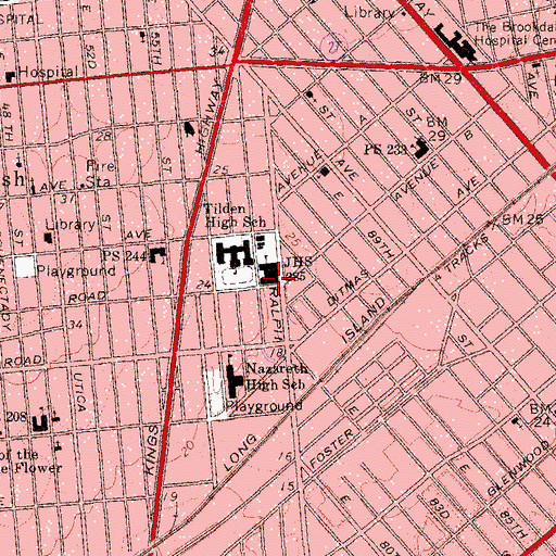 Topographic Map of Intermediate School 285, NY