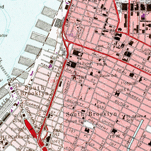 Topographic Map of Junior High School 29, NY