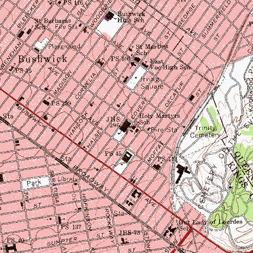 Topographic Map of Intermediate School 296, NY