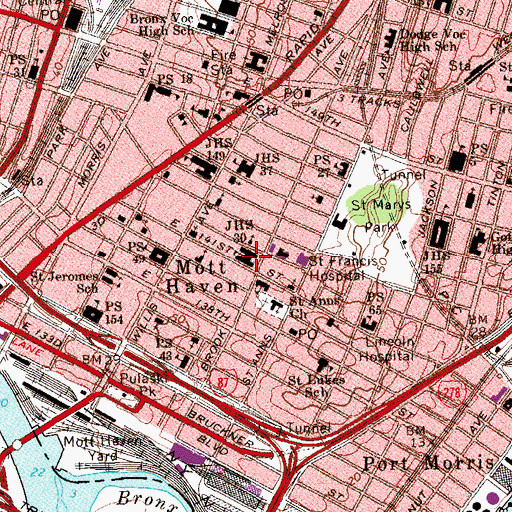 Topographic Map of Junior High School 30, NY