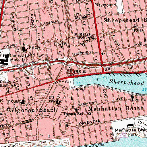 Topographic Map of Junior High School 43, NY