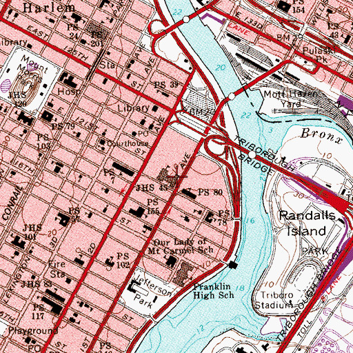 Topographic Map of Junior High School M045 John S Roberts, NY