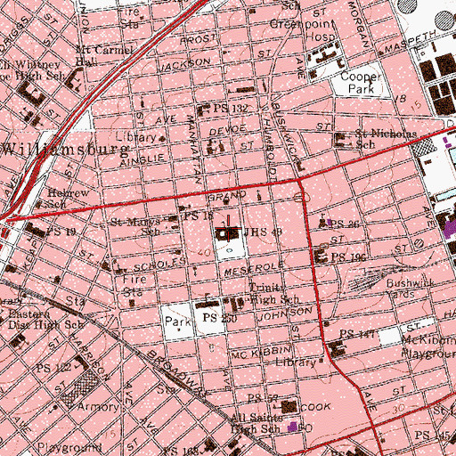 Topographic Map of Intermediate School 49, NY