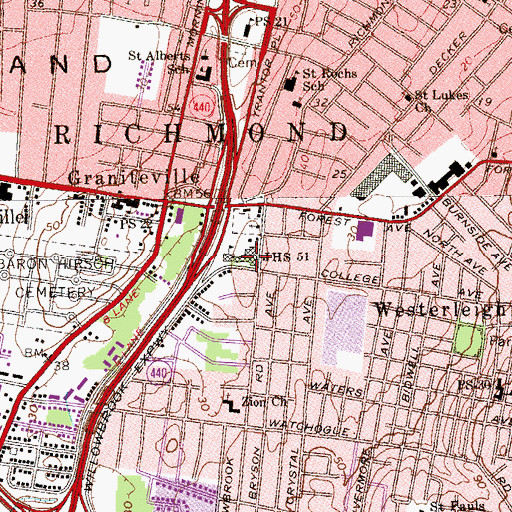 Topographic Map of Intermediate School 51, NY