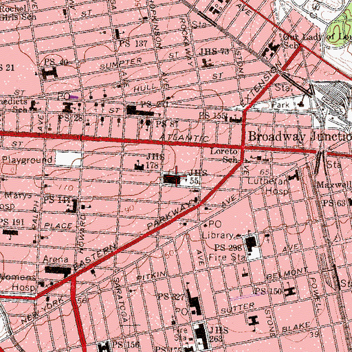 Topographic Map of K626 Achievement First Brownsville Charter School, NY