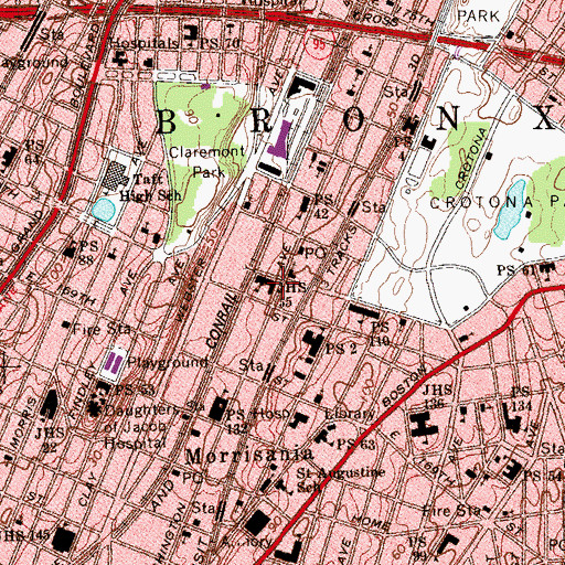 Topographic Map of Junior High School 55, NY