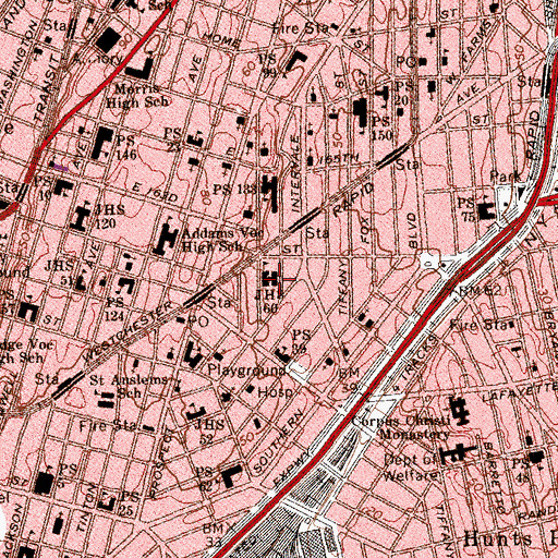 Topographic Map of Junior High School 60, NY