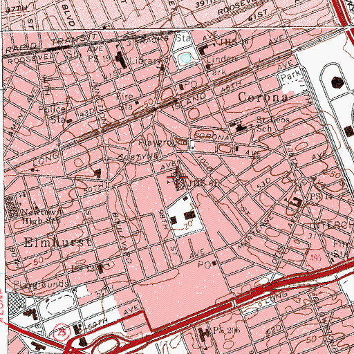 Topographic Map of Intermediate School 61, NY