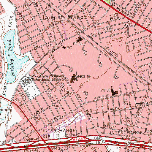 Topographic Map of Junior High School 72, NY