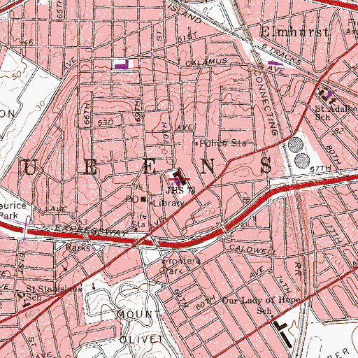 Topographic Map of Intermediate School 73, NY