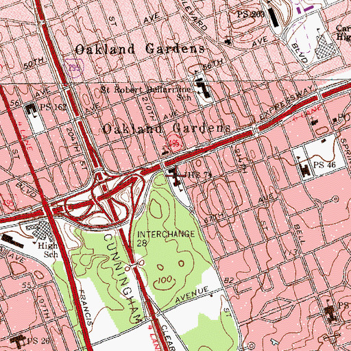 Topographic Map of Middle School 74, NY