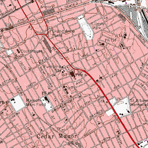 Topographic Map of Junior High School 8, NY