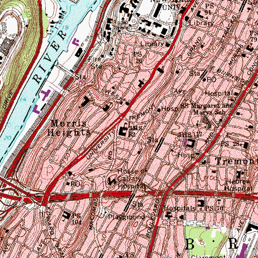 Topographic Map of Junior High School 82, NY