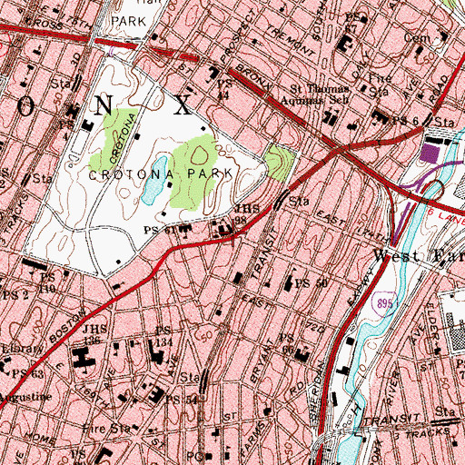 Topographic Map of Intermediate School X098 Herman Ridder, NY
