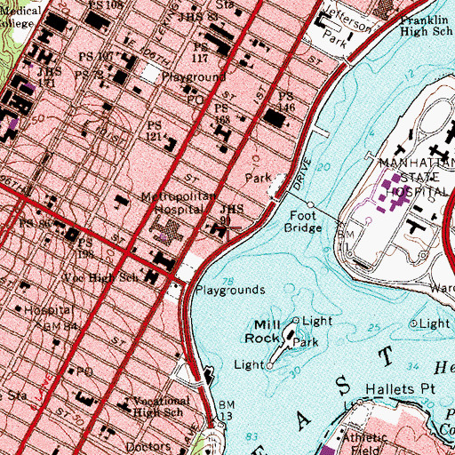 Topographic Map of Junior High School 99, NY