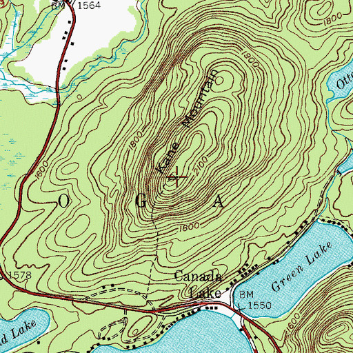Topographic Map of Kane Mountains, NY