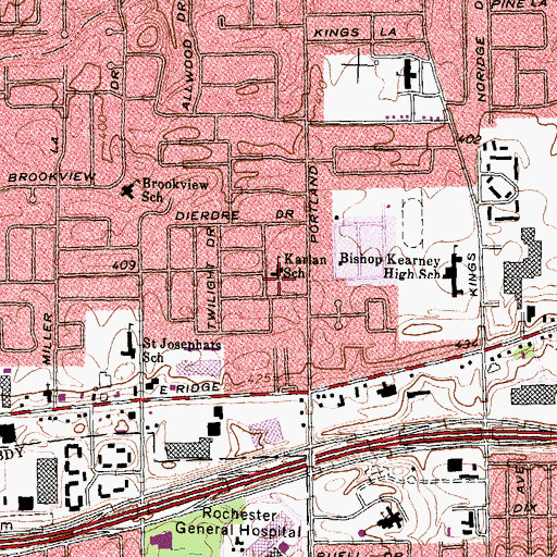 Topographic Map of Karlan School, NY
