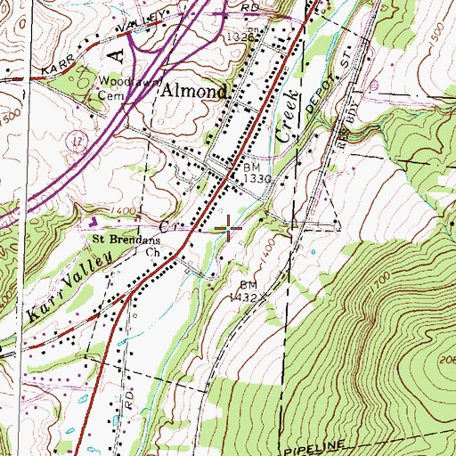 Topographic Map of Karr Valley Creek, NY