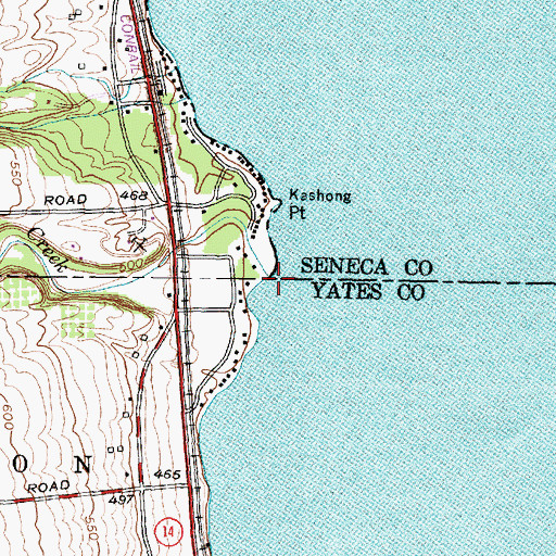 Topographic Map of Kashong Creek, NY